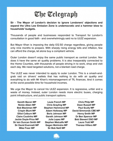 Gagan and colleagues sign a statement of opposition to the expansion of the ULEZ